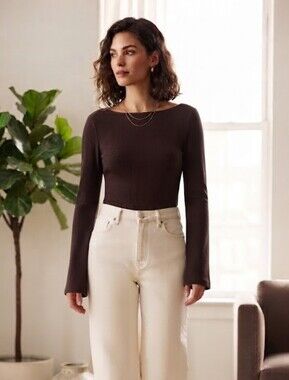 GAP Bell Sleeve Rib Knit Regency Romantic Basic Whimsigoth Dark Academia